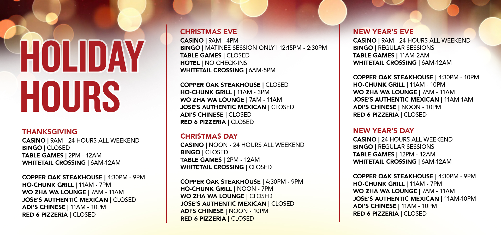 Holiday Hours